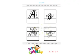 26个英文字母手写体笔顺示范，占格及描红图片