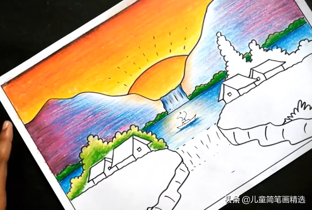 儿童简笔画精选-彩色风景画绘画步骤