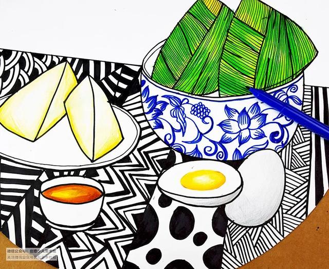 儿童画教程｜传统节日主题画--美味的端午节