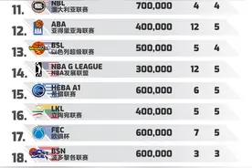 媒体排篮球职业联赛Top50：CBA第34平均薪资第三图片