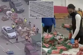 美国失业率激增，民众排5公里长队领救济粮，批评特朗普不干正事图片