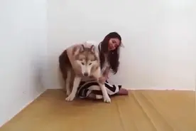 美女胆真大，一把将狗狗拉到怀里，网友-放开那只狗，让我来吧视频封面