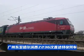 “西红柿”牵引广州东至哈尔滨西Z236次列车缓慢过站最低票价348视频封面