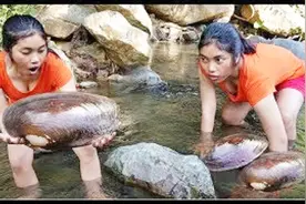 柬埔寨水质无污染，河贝肉滑鲜美，村姑这顿吃得饱饱的