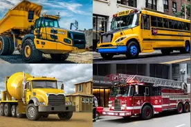 儿童早教英语启蒙—工程车猜猜看，认识混凝土搅拌车mixer truck