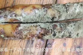 家里发霉的香肠还能吃吗？小伙打算割一节试试