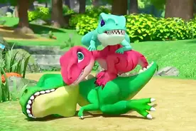 驯龙斗士：三种颜色的速龙以多欺少，把霸王龙摁在地上打视频封面