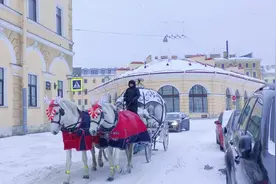 俄罗斯圣彼得堡的街头，马车也能上路视频封面