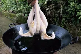 3年的老母鸡，看看农村小伙是什么吃法，做法简单，美味极了