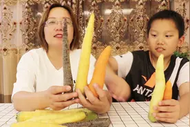 试吃“彩色胡萝卜”，打开后发现竟然还有紫色胡萝卜，这个能吃吗视频封面