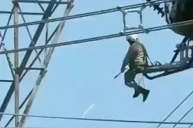 高压线上的工人。多少工资你愿意干？