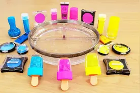 蓝色、粉色和黄色三种化妆品混合一起到无硼砂泥，最后会怎么样视频封面