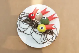 幼儿亲子创意手工简单易学，纸盘小鸟鸟巢手工