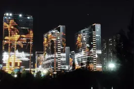 金门岛对面，厦门观音山商务楼外墙动画夜景视频封面