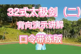 32式太极剑背向演示，分动讲解（二），口令带练，初学者收藏