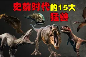史前时代15大猛兽，霸王龙只能排到第2，巨齿鲨甚至能咬断鲸鱼视频封面