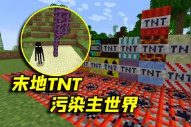 我的世界：点燃末地TNT，紫颂树原地生长，太神奇了！