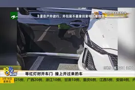 等红灯时开车门 撞上开过来的车视频封面