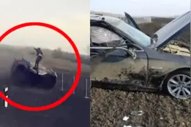 瞬间被甩飞！宝马时速200公里狂飙失控翻车 司机与副驾女子身亡