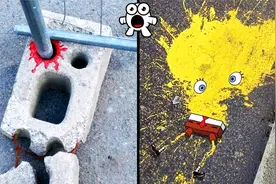 6个能让你微笑的天才涂鸦艺术。路边的颜料也能变成海绵宝宝视频封面