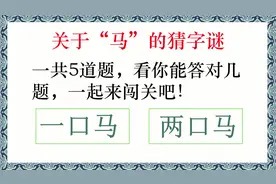 “马”的猜字谜：“一口马”“两口马”“各种马”，你能答对几题