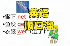 英语顺口溜学单词，撒下net，鱼没get，衣服wet