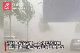 山东淄博彩钢房顶棚被大风掀翻险砸行驶车辆 气象局：阵风达10级视频封面