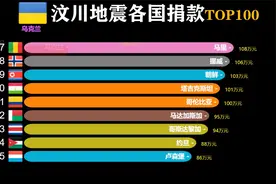汶川地震时世界各国捐款top100排名，地震无情人有情，多少都是爱