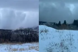 美国小镇遭遇雪飑，雪墙扑面而来，群山几十秒内被全部掩盖视频封面