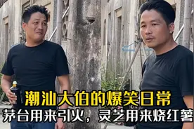 潮汕大伯的爆笑日常，1万多的茅台用来引火，千年灵芝用来烧红薯视频封面