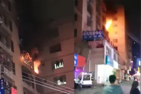 广西一民居深夜发生爆炸，火舌破窗喷出，玻璃碎片从楼上喷落满地