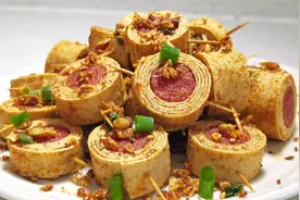 豆皮卷上火腿肠，这样做太好吃了，浓浓的烧烤味，一口一个真过瘾视频封面