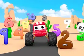 儿童早教启蒙益智动画：大脚车在沙漠里唱阿拉伯数字123英文儿歌