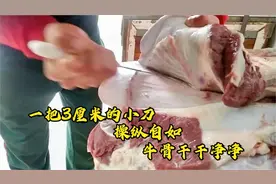 小伙从小跟着父亲卖牛肉，拆牛骨的刀功真是一绝，开眼界了视频封面