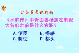 公务员常识判断，青面兽杨志在刺配大名府之前是什么官职？视频封面