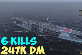 世界战舰：日系 7级金币 航母 加贺(Kaga) 6杀 247k伤害