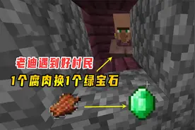 我的世界贝爷生存53：老迪遇到好村民，1个腐肉能够兑换1个绿宝石视频封面