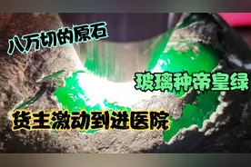 货主因激动进医院？8万的翡翠原石，一刀切出上亿玻璃种帝王绿！视频封面