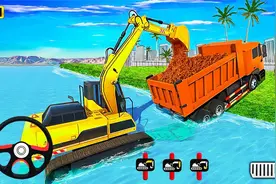 工程车模拟游戏：驾驶挖掘机卡车山上修路！