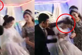 实拍：新郎在婚礼现场当众暴打新娘 全程神情冷漠不在乎！视频封面