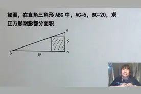 在直角三角形ABC中，AC=5，BC=20，求正方形阴影部分的面积