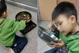 5岁男孩自己日常在家做饭，一问才知男孩父母是警察，网友：懂事视频封面