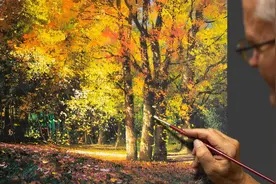 【丙烯画】斜阳晚照，落木萧萧，一年好景君须记视频封面