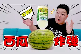自制牛奶西瓜炸弹！流的汁都是乳白色的，味道却一言难尽