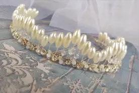 串珠绕线发饰教程-珍珠头冠