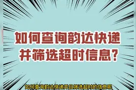 韵达快递物流信息快速查询并筛选出超时快递的简单技巧视频封面