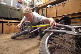 老外自制一辆超高自行车，非常好奇他是如何下来的