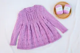 毛儿手作【第M450期】棒针编织扁带线梦瑶公主裙教程视频