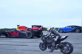 摩托神车川崎H2R极速400km/h，真的能跑赢F1赛车和布加迪吗？