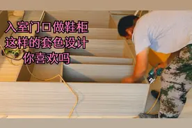 入室门口做鞋柜，学他家这样，用深色的柜体加套色的设计真漂亮